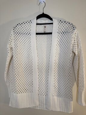 SO Cream Open-Weave Crochet Cardigan